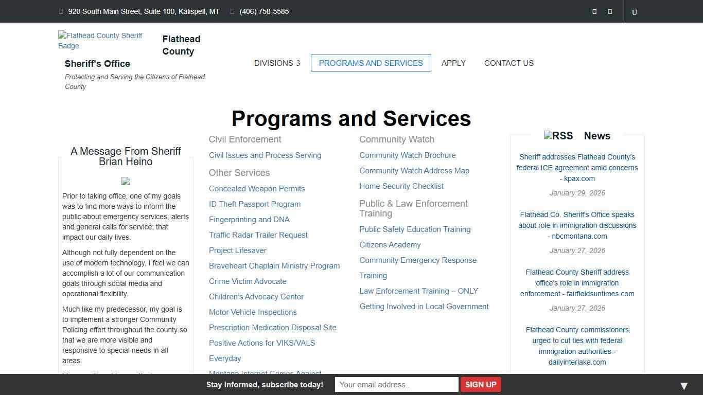 Programs and Services – Flathead County Sheriff's Office